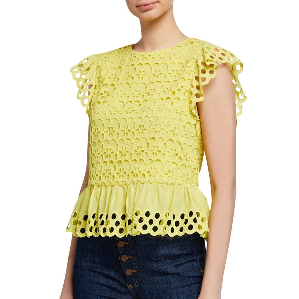 Alice + Olivia Sue Embroidered Eyelet Top